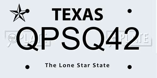 QPSQ42 Texas License Plate