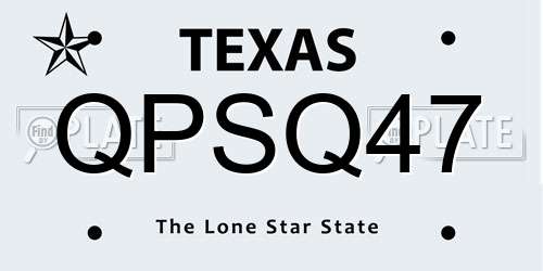 QPSQ47 Texas License Plate