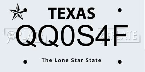 QQ0S4F Texas License Plate