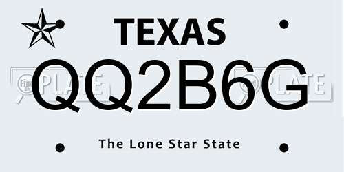 QQ2B6G Texas License Plate
