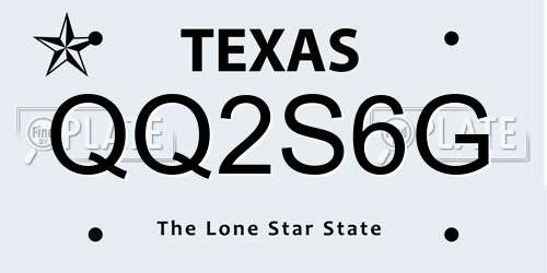 QQ2S6G Texas License Plate