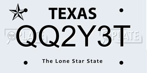 QQ2Y3T Texas License Plate