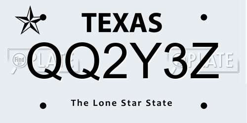 QQ2Y3Z Texas License Plate
