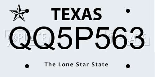 QQ5P563 Texas License Plate