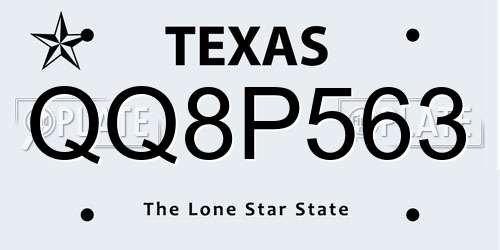 QQ8P563 Texas License Plate