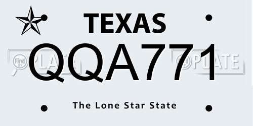 QQA771 Texas License Plate