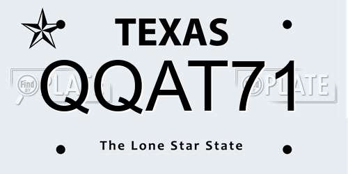 QQAT71 Texas License Plate