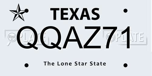 QQAZ71 Texas License Plate