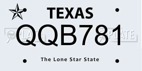 QQB781 Texas License Plate