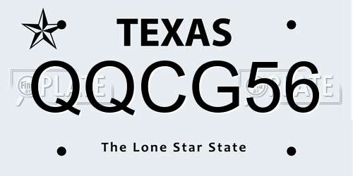 QQCG56 Texas License Plate