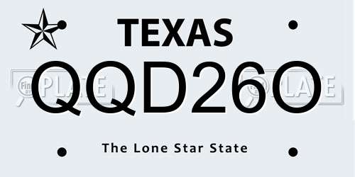 QQD26O Texas License Plate