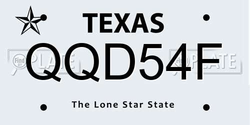 QQD54F Texas License Plate