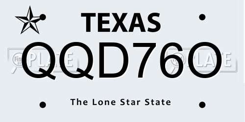 QQD76O Texas License Plate