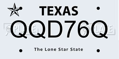 QQD76Q Texas License Plate
