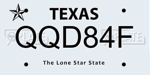 QQD84F Texas License Plate