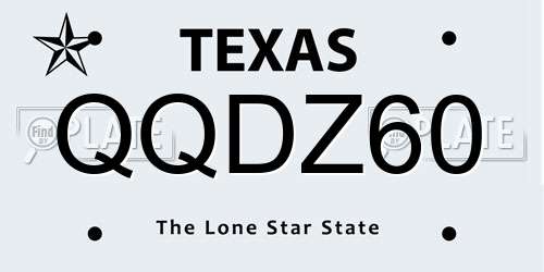 QQDZ60 Texas License Plate
