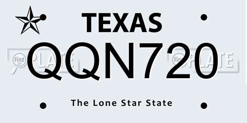 QQN720 Texas License Plate