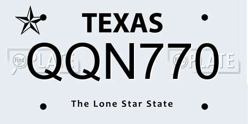 QQN770 Texas License Plate
