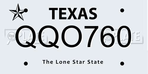 QQO760 Texas License Plate