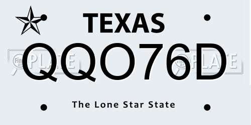 QQO76D Texas License Plate