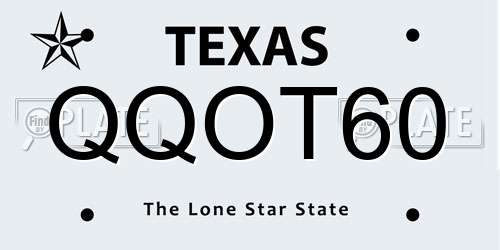 QQOT60 Texas License Plate