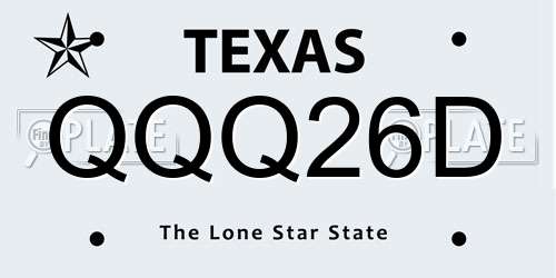 QQQ26D Texas License Plate