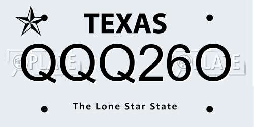 QQQ26O Texas License Plate