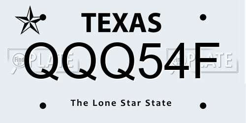 QQQ54F Texas License Plate