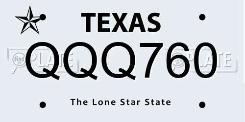 QQQ760 Texas License Plate