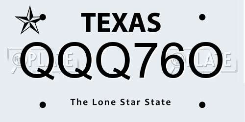 QQQ76O Texas License Plate