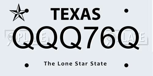 QQQ76Q Texas License Plate
