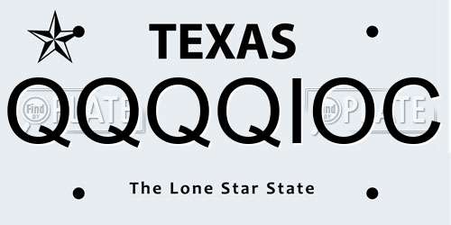 QQQQIOC Texas License Plate
