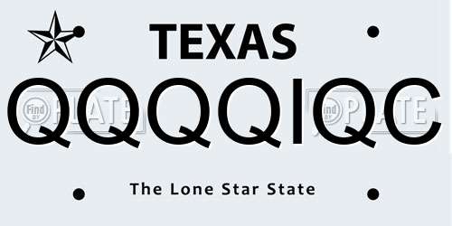QQQQIQC Texas License Plate