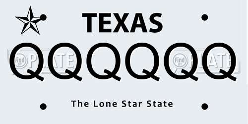 QQQQQQ Texas License Plate