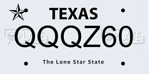 QQQZ60 Texas License Plate