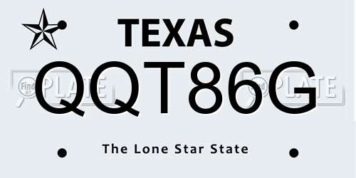 QQT86G Texas License Plate