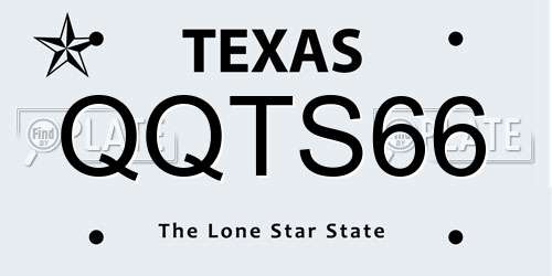 QQTS66 Texas License Plate