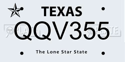 QQV355 Texas License Plate