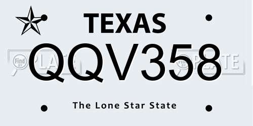 QQV358 Texas License Plate