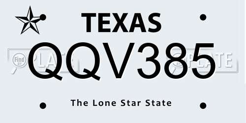 QQV385 Texas License Plate