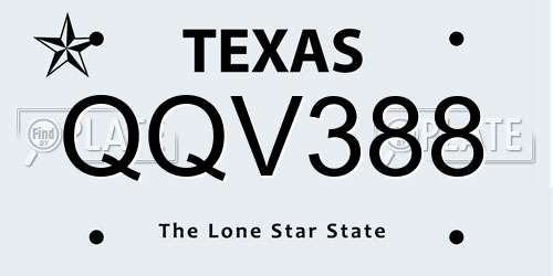 QQV388 Texas License Plate