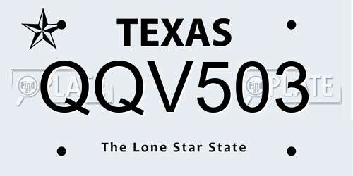 QQV503 Texas License Plate