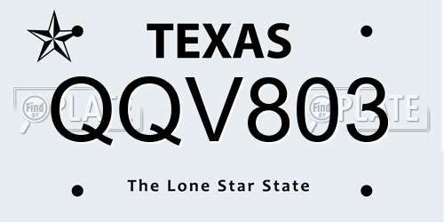 QQV803 Texas License Plate