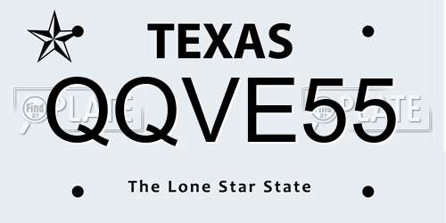 QQVE55 Texas License Plate