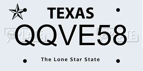 QQVE58 Texas License Plate