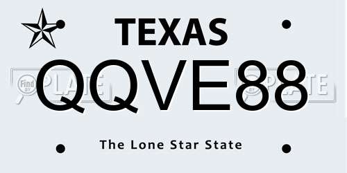 QQVE88 Texas License Plate