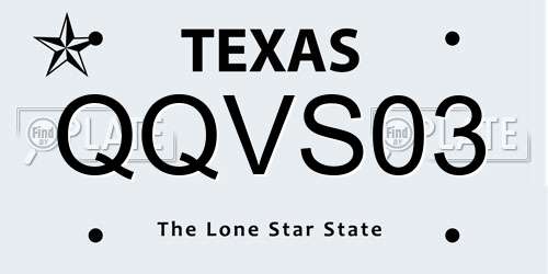 QQVS03 Texas License Plate