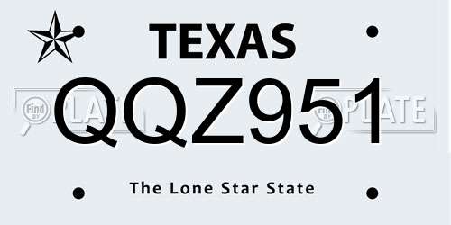 QQZ951 Texas License Plate