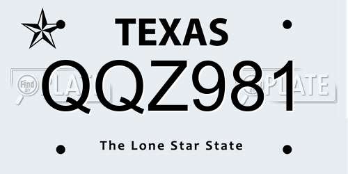 QQZ981 Texas License Plate