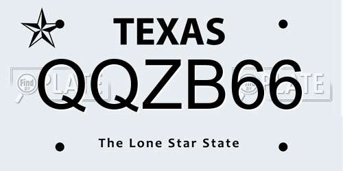 QQZB66 Texas License Plate